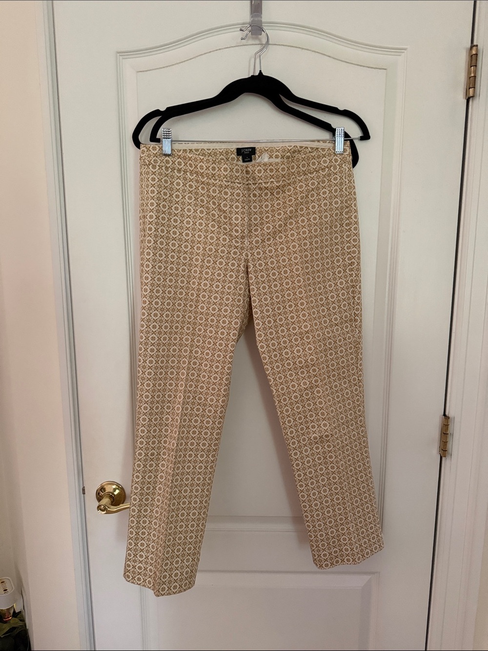J. Crew Beige Cropped Geometric Ankle Pants